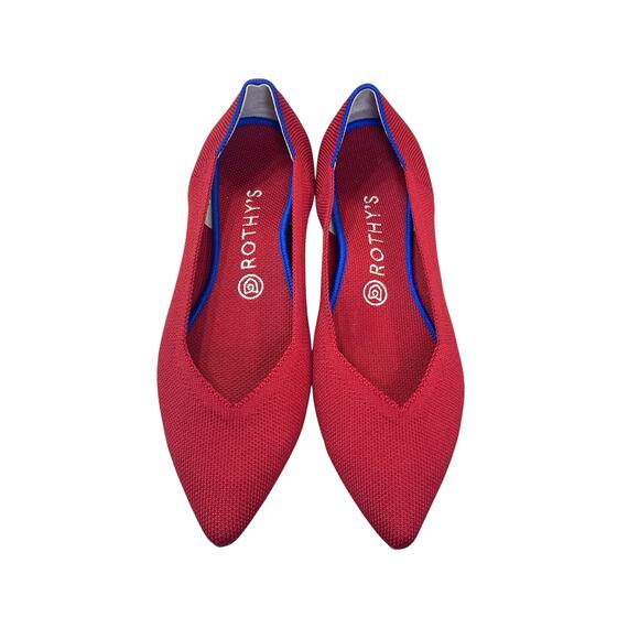 Rothy’s The Point Flats Women’s Size 9 Red Knit Recycled Washable Shoe - Picture 2 of 7